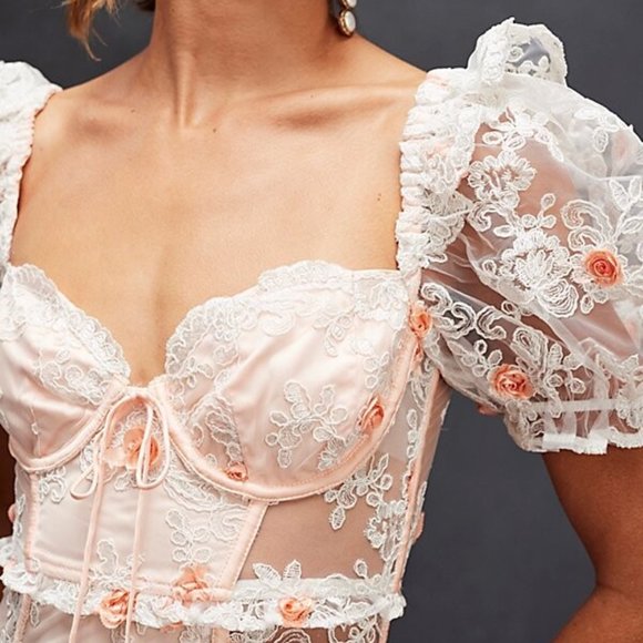 NWT Free People For Love & Lemons Tessa Midi Dress Size Small - Picture 3 of 15